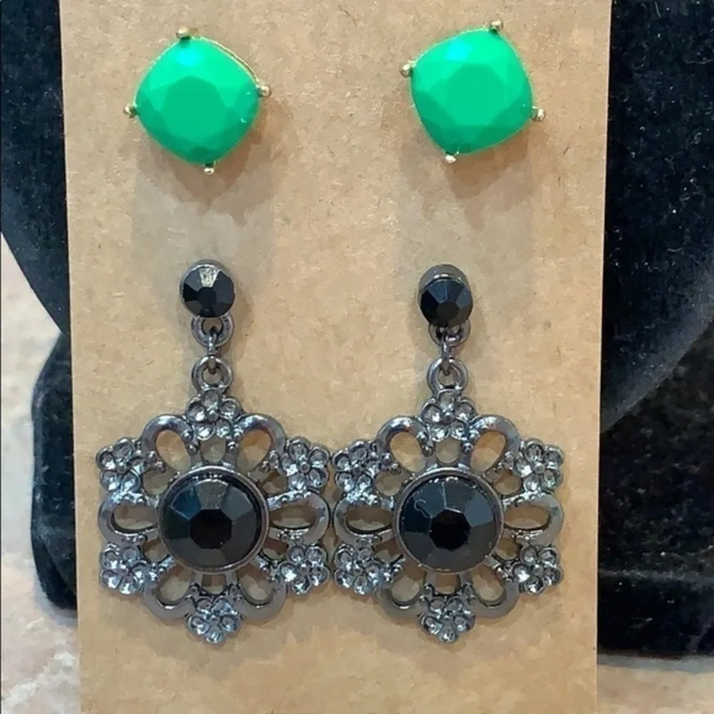 💐5/25 faceted stone stud crystal drop dangle